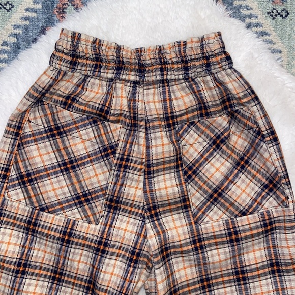 Zara checkered wide leg pant tan black orange school vibes girls size 9 - Picture 16 of 16